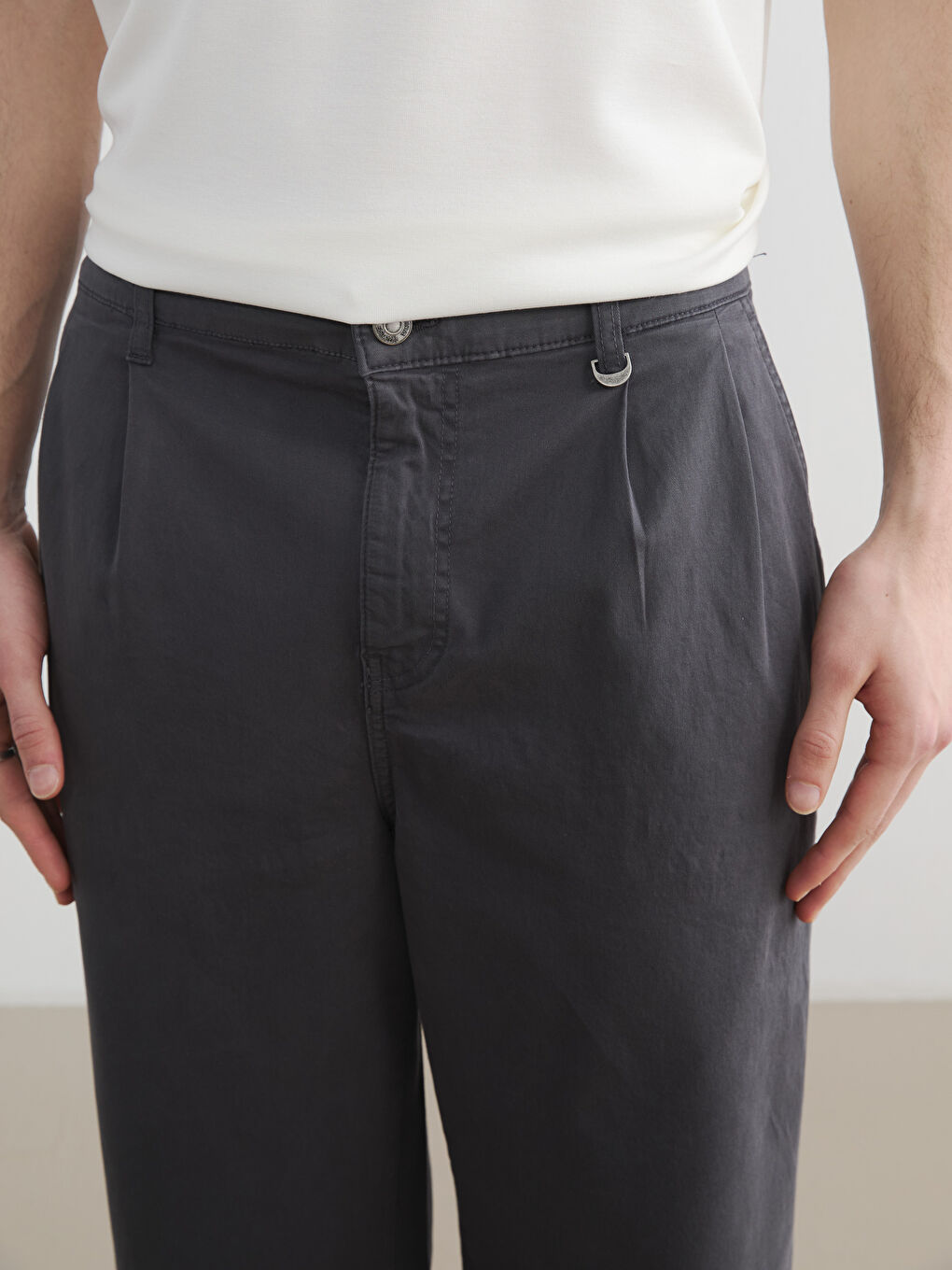 Antrasit Rahat Kalıp Gabardin Erkek Pantolon -2