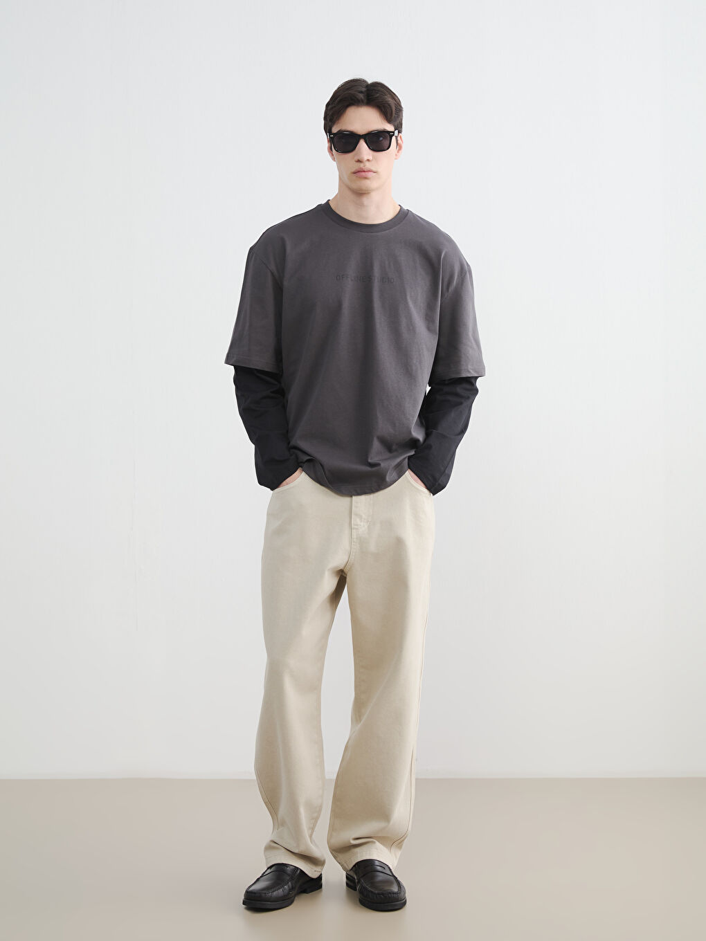 Gri Standart Kalıp Gabardin Erkek Pantolon