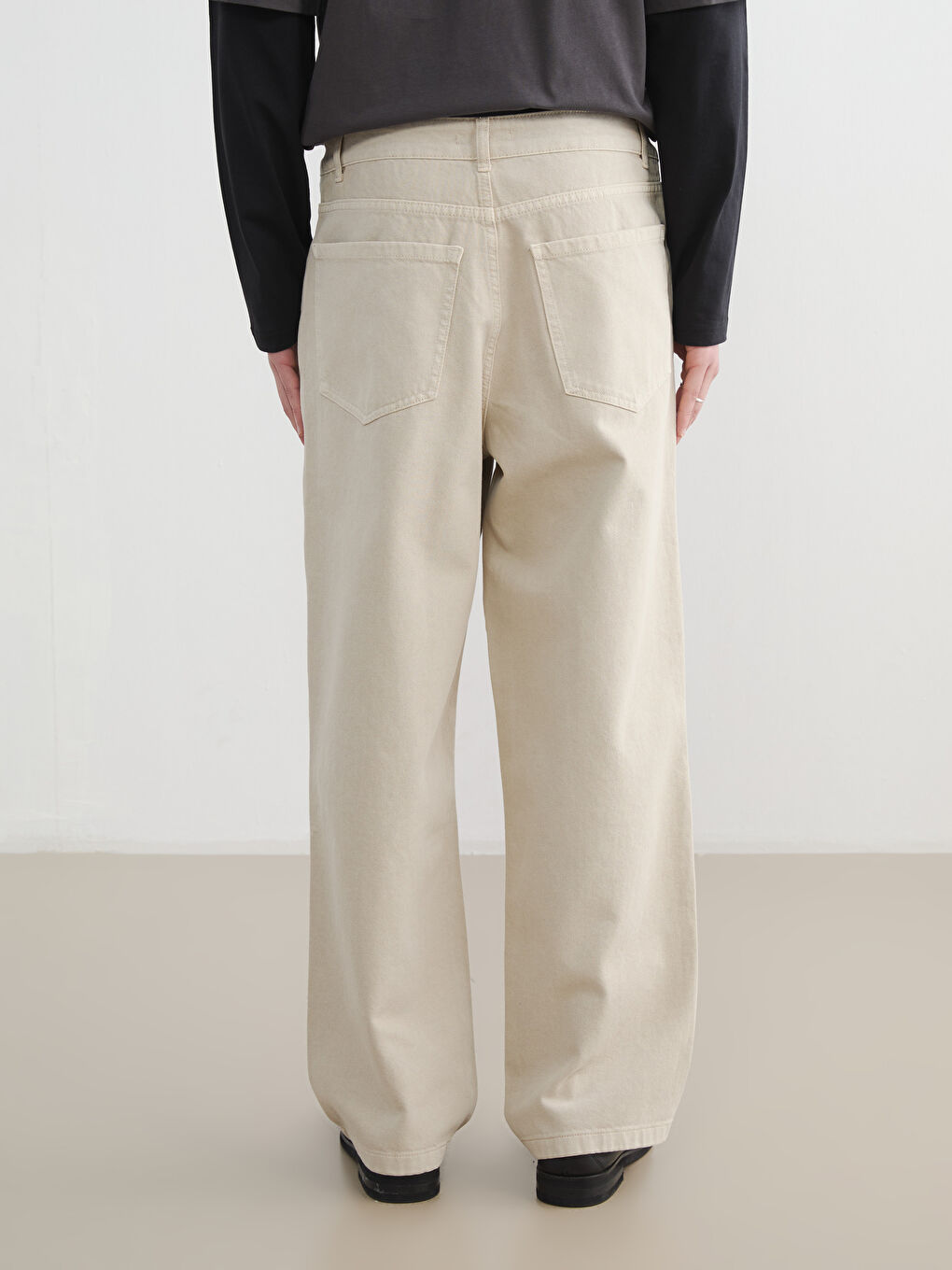 Gri Standart Kalıp Gabardin Erkek Pantolon-3