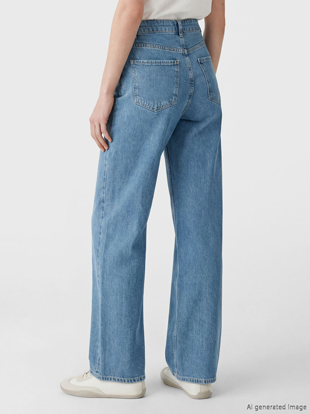 İndigo Wideleg Taşlı Kadın Jean Pantolon-3