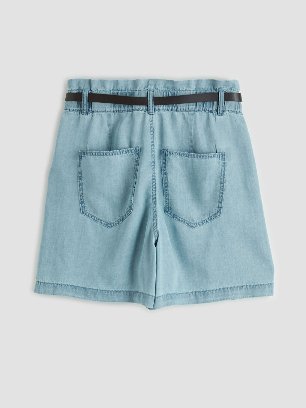 Short en jean avec ceinture, coupe ample-4