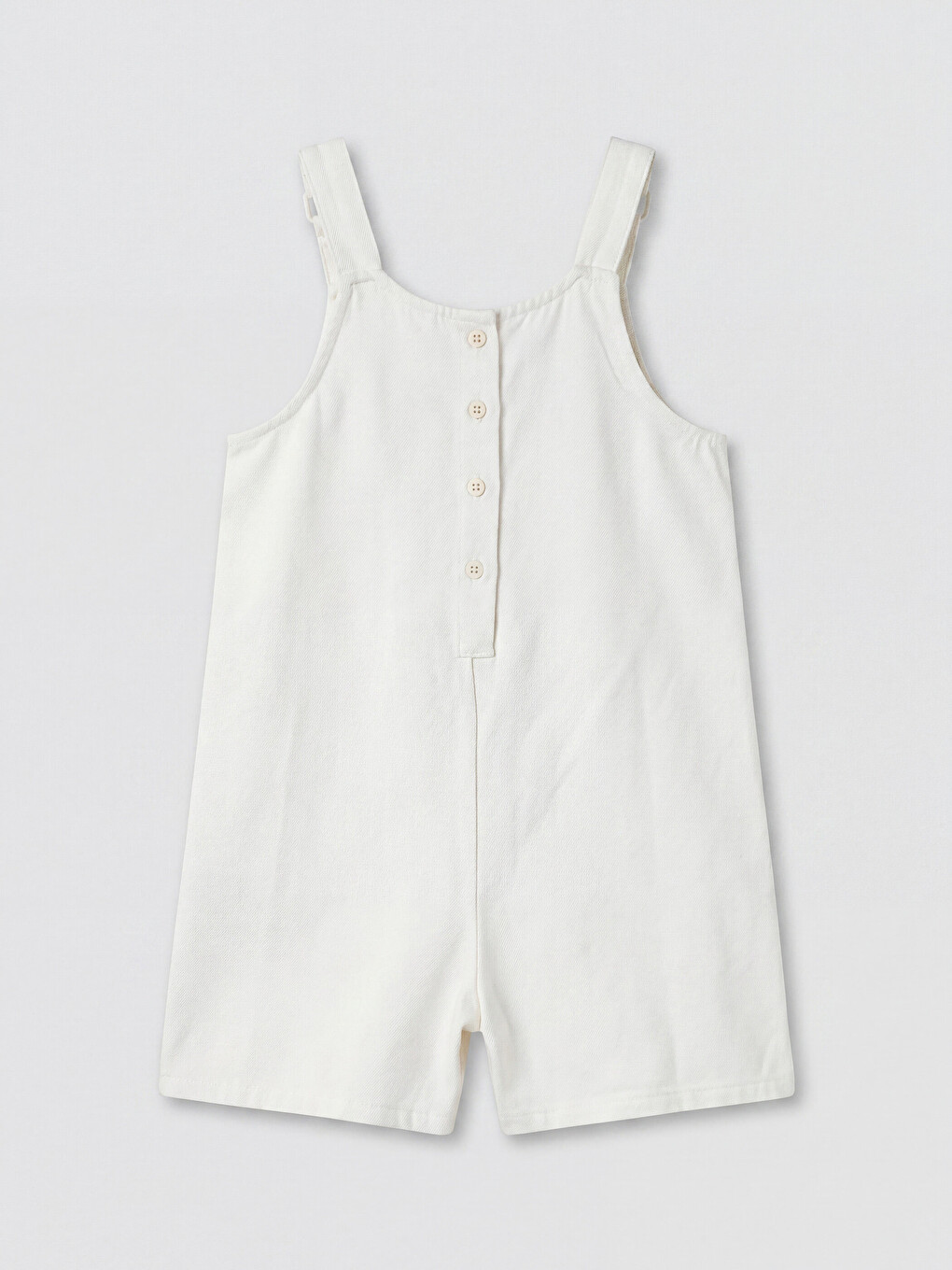 Ekru Nakışlı Kız Çocuk Gabardin Salopet-1