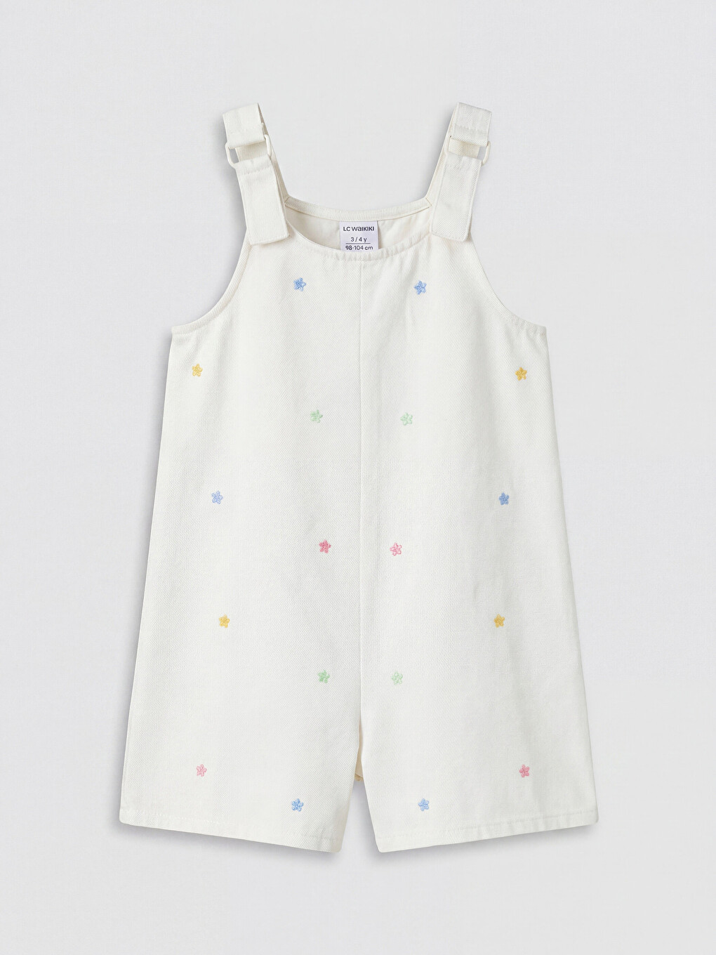 Ekru Nakışlı Kız Çocuk Gabardin Salopet