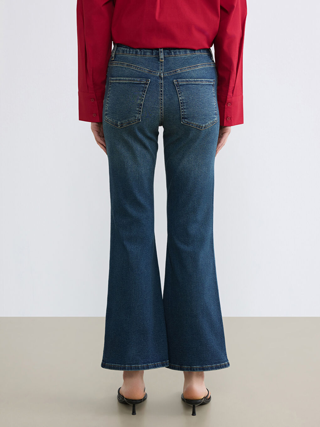 İndigo Flare Kadın Jean Pantolon-2