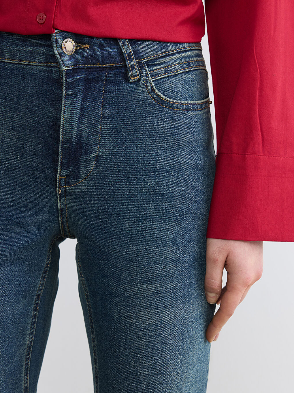 İndigo Flare Kadın Jean Pantolon-3