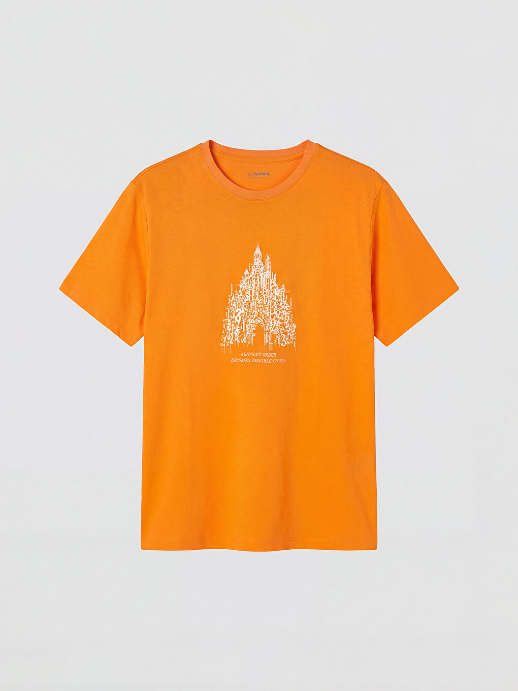 Turuncu Bisiklet Yaka Baskılı Erkek Tişört