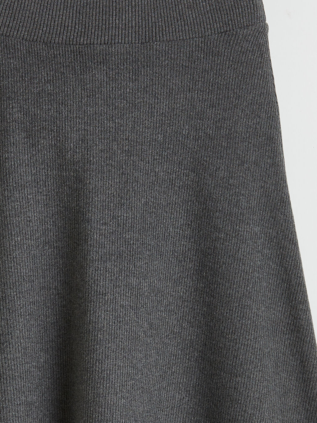 Antrasit Beli Lastikli A Kesim Triko Etek-5