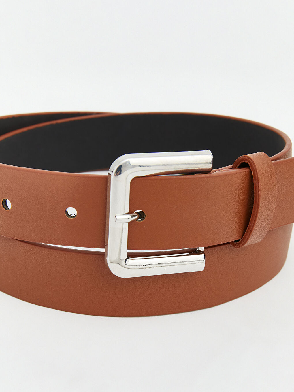 Kahverengi Suni Deri Görünümlü Kadın Kemer-3