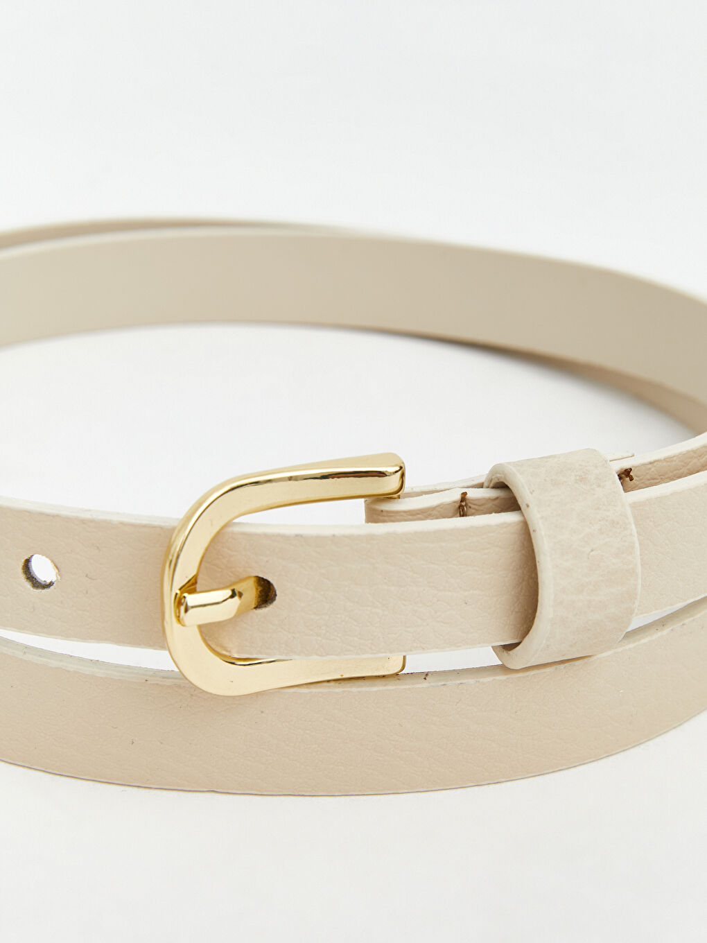 Bej Deri Görünümlü Kadın Kemer-3