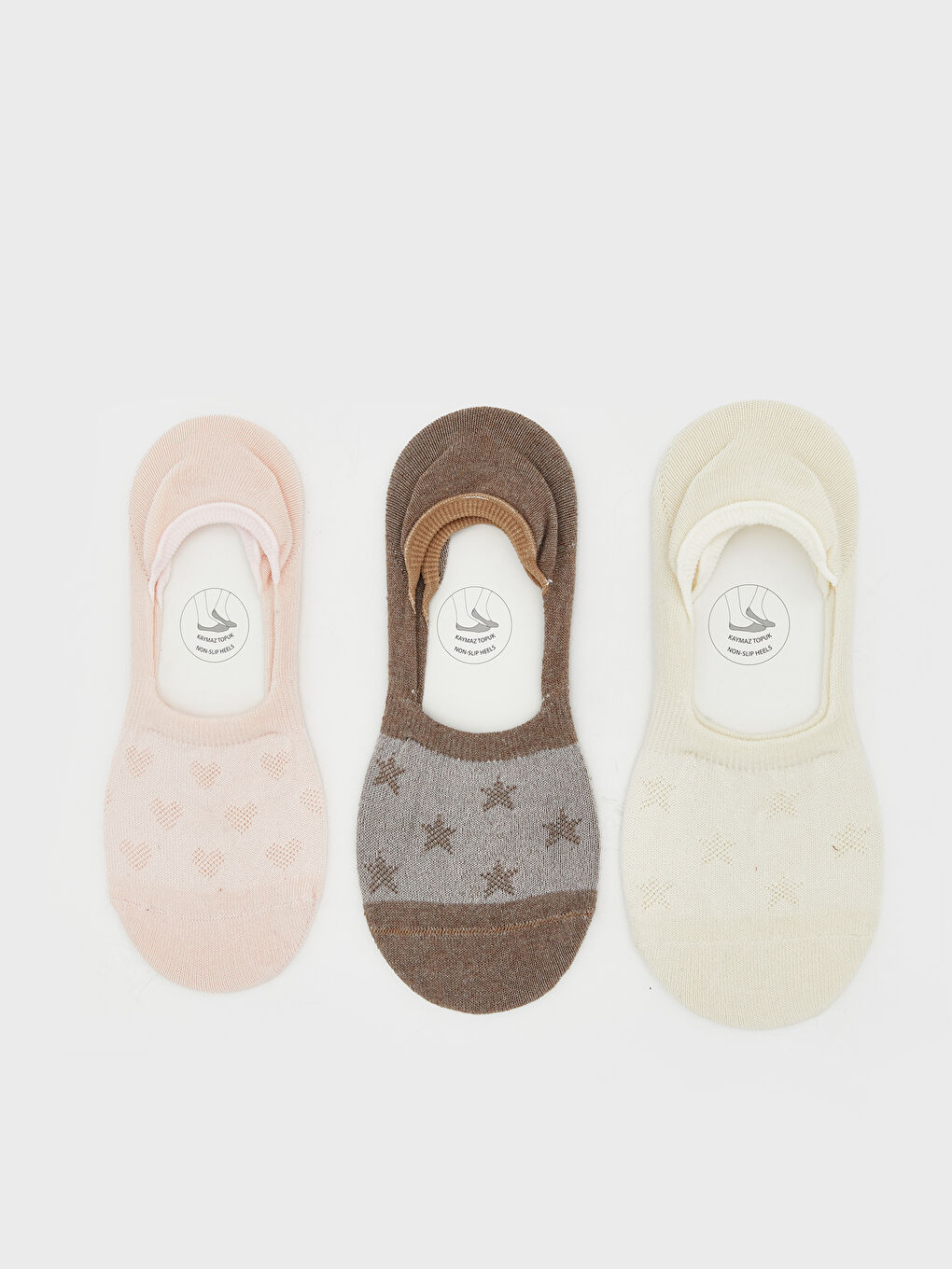 Pembe Yıldız Desenli Kadın Babet Çorap 3'lü