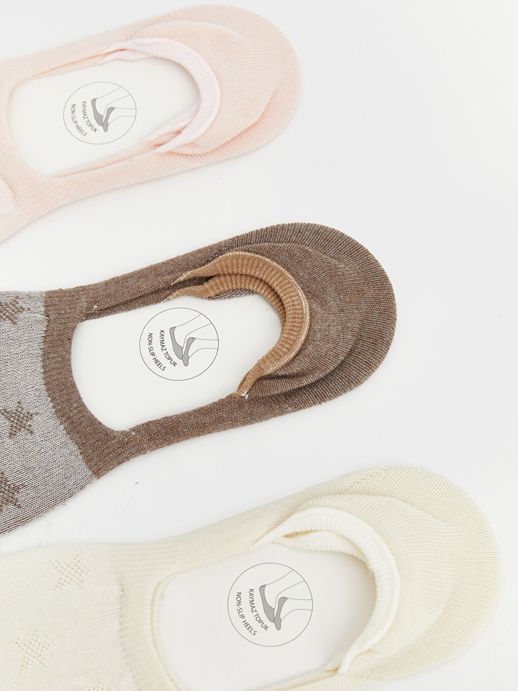 Pembe Yıldız Desenli Kadın Babet Çorap 3'lü-1