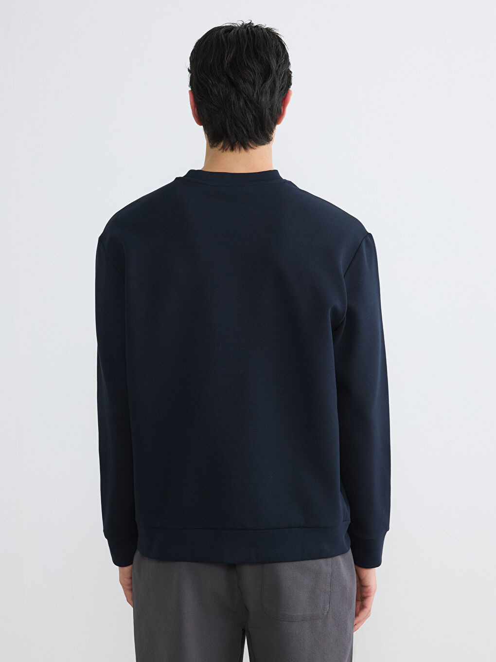 Lacivert Bisiklet Yaka Erkek Sweatshirt-3