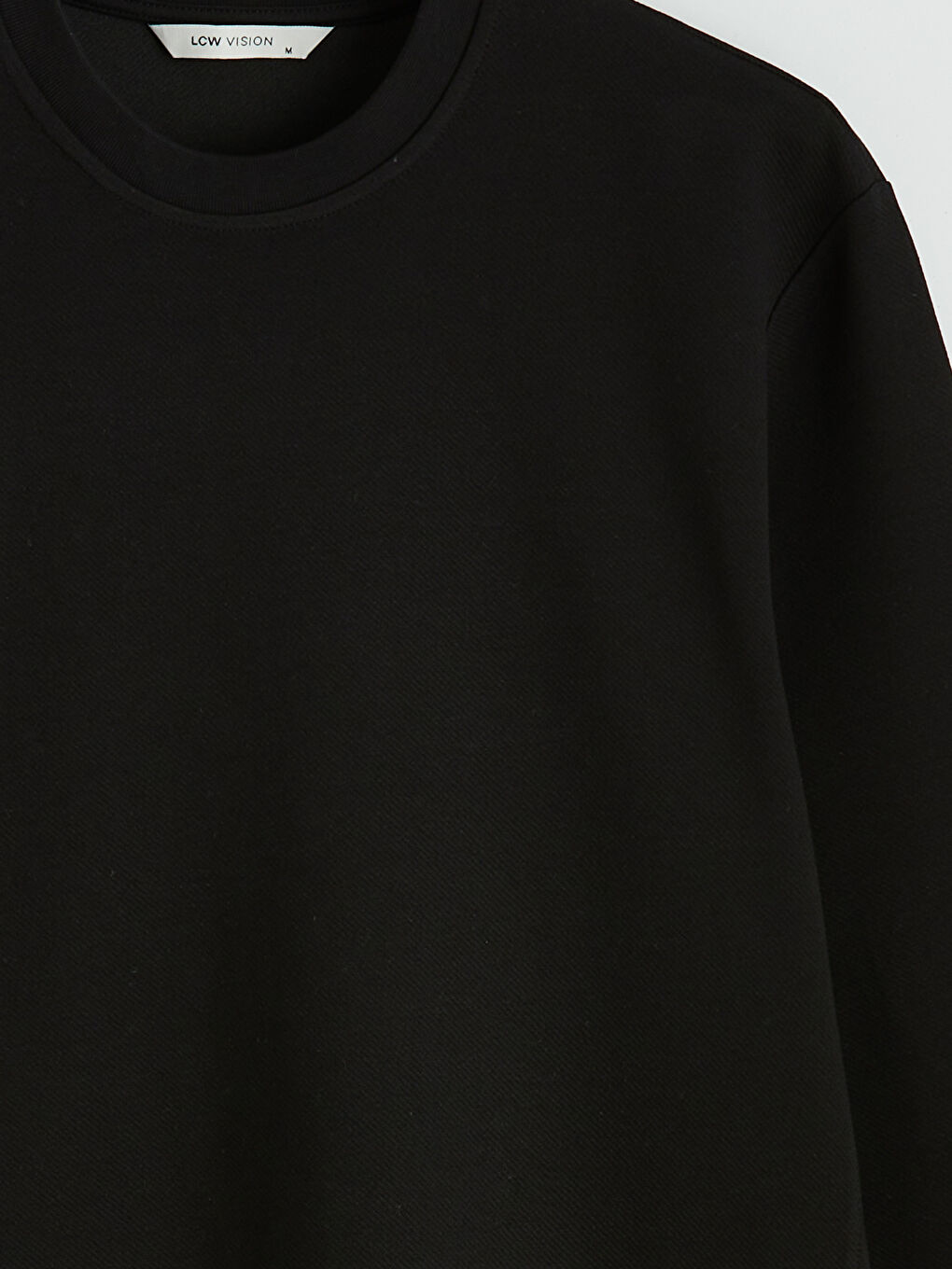 Siyah Bisiklet Yaka Erkek Sweatshirt-5