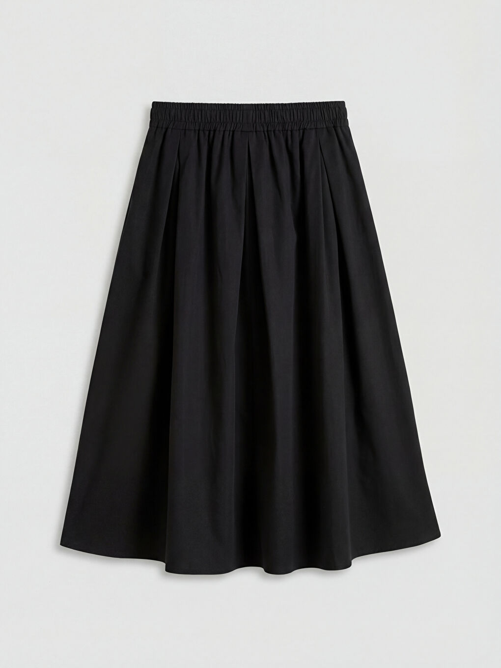 Siyah Beli Lastikli Poplin Kloş Etek-2