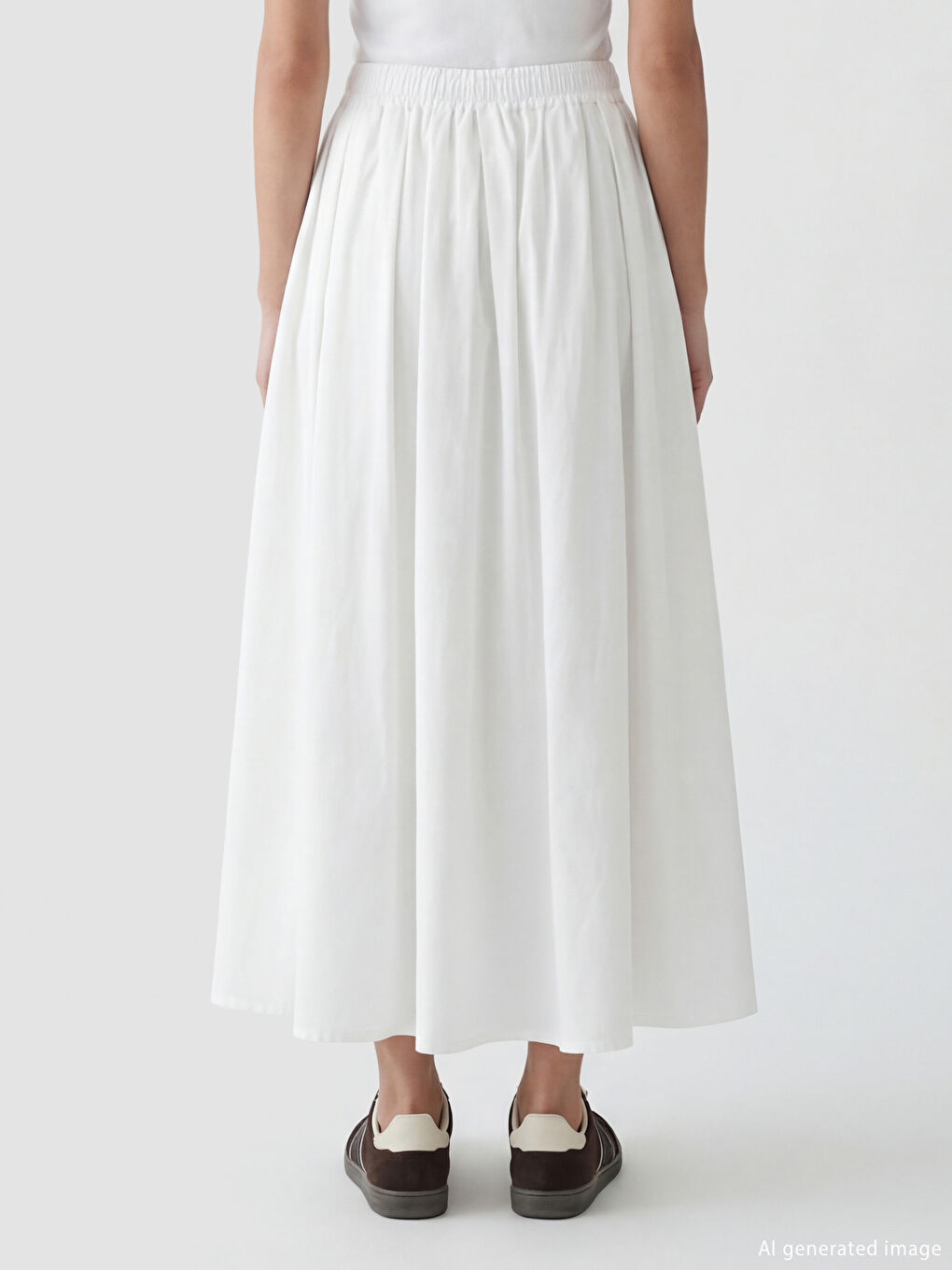 جيبة دائرية من قماش البوبلين بحزام مطاطي.-4