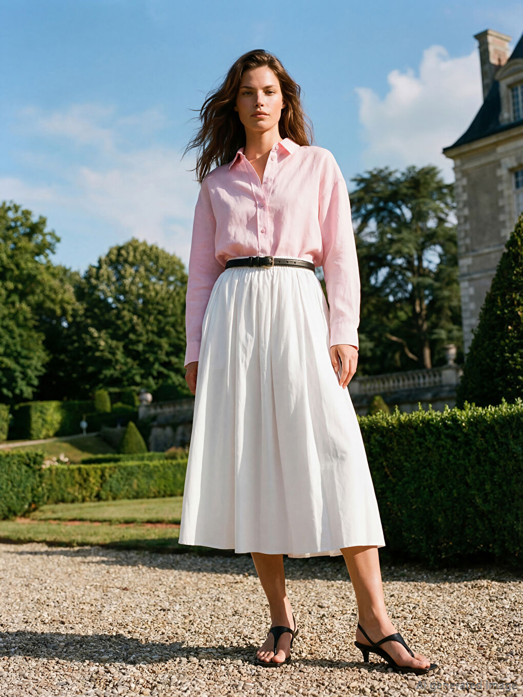 Poplin Circle Skirt with Elastic Waistband-2
