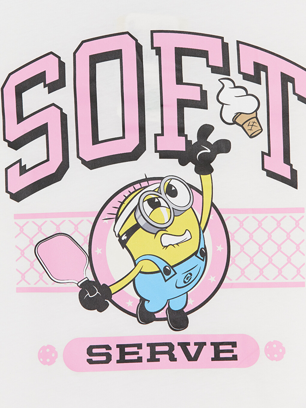 Beyaz Bisiklet Yaka Minions Baskılı Kız Çocuk Tişört-2