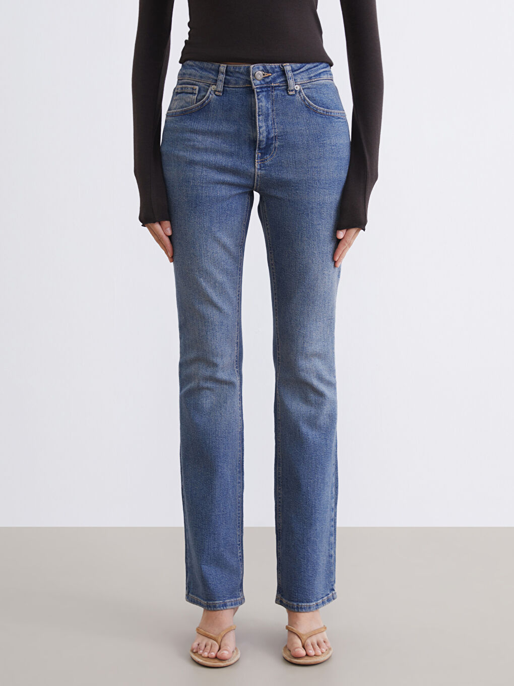 İndigo Flare Kadın Jean Pantolon-1