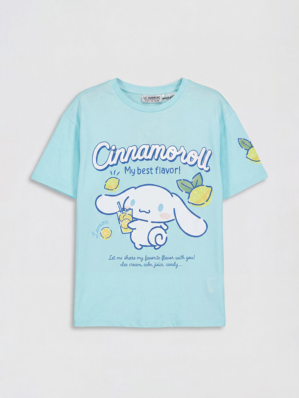 Yeşil Bisiklet Yaka Cinnamoroll Baskılı Kız Çocuk Tişört