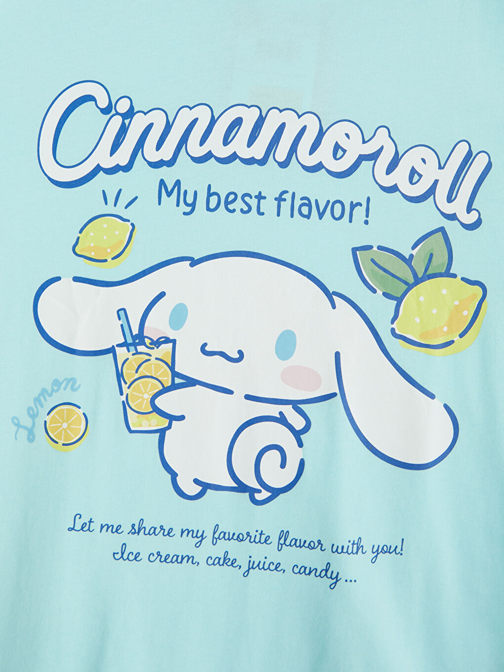 Yeşil Bisiklet Yaka Cinnamoroll Baskılı Kız Çocuk Tişört-2