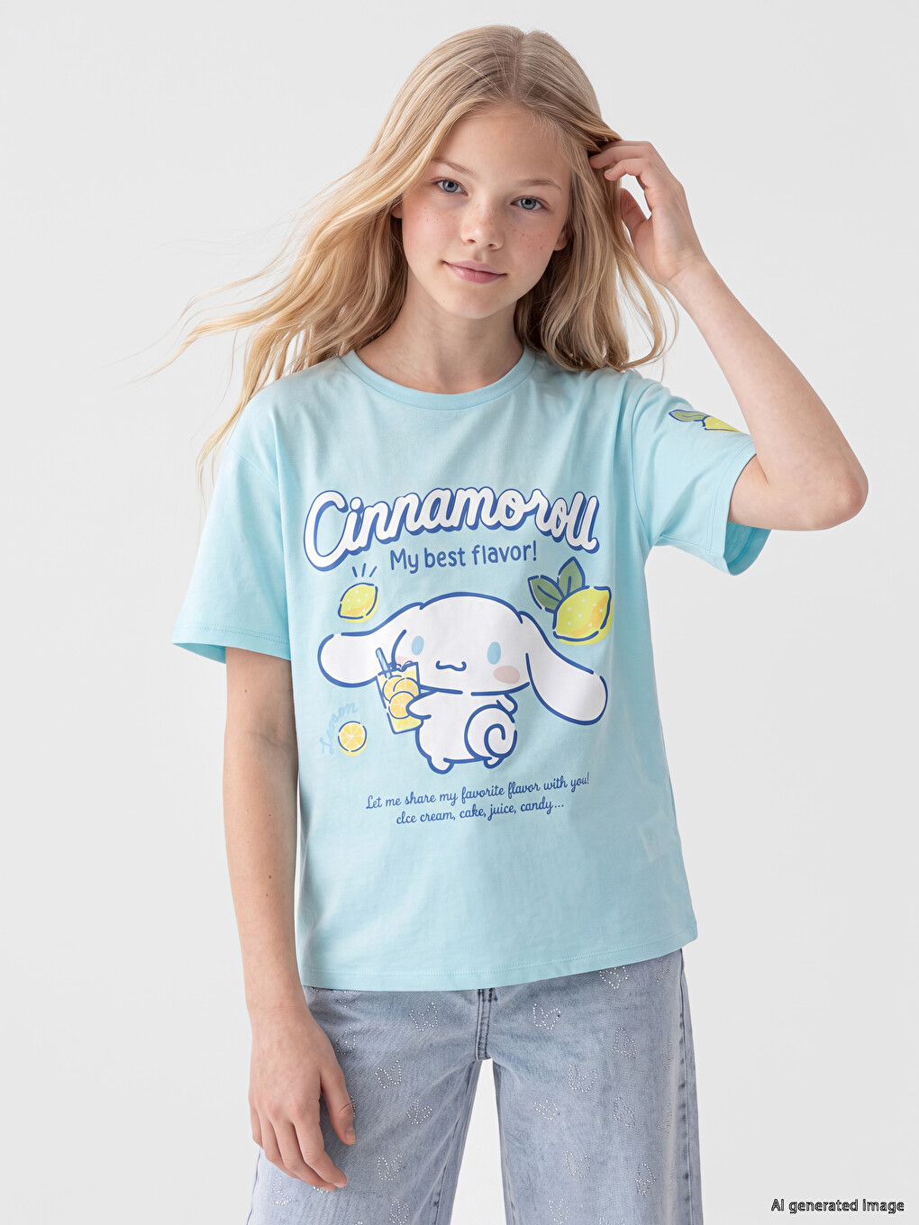 T-shirt I Stampuar Cinnamoroll Me Jakë Të Rrumbullakët Për Vajza