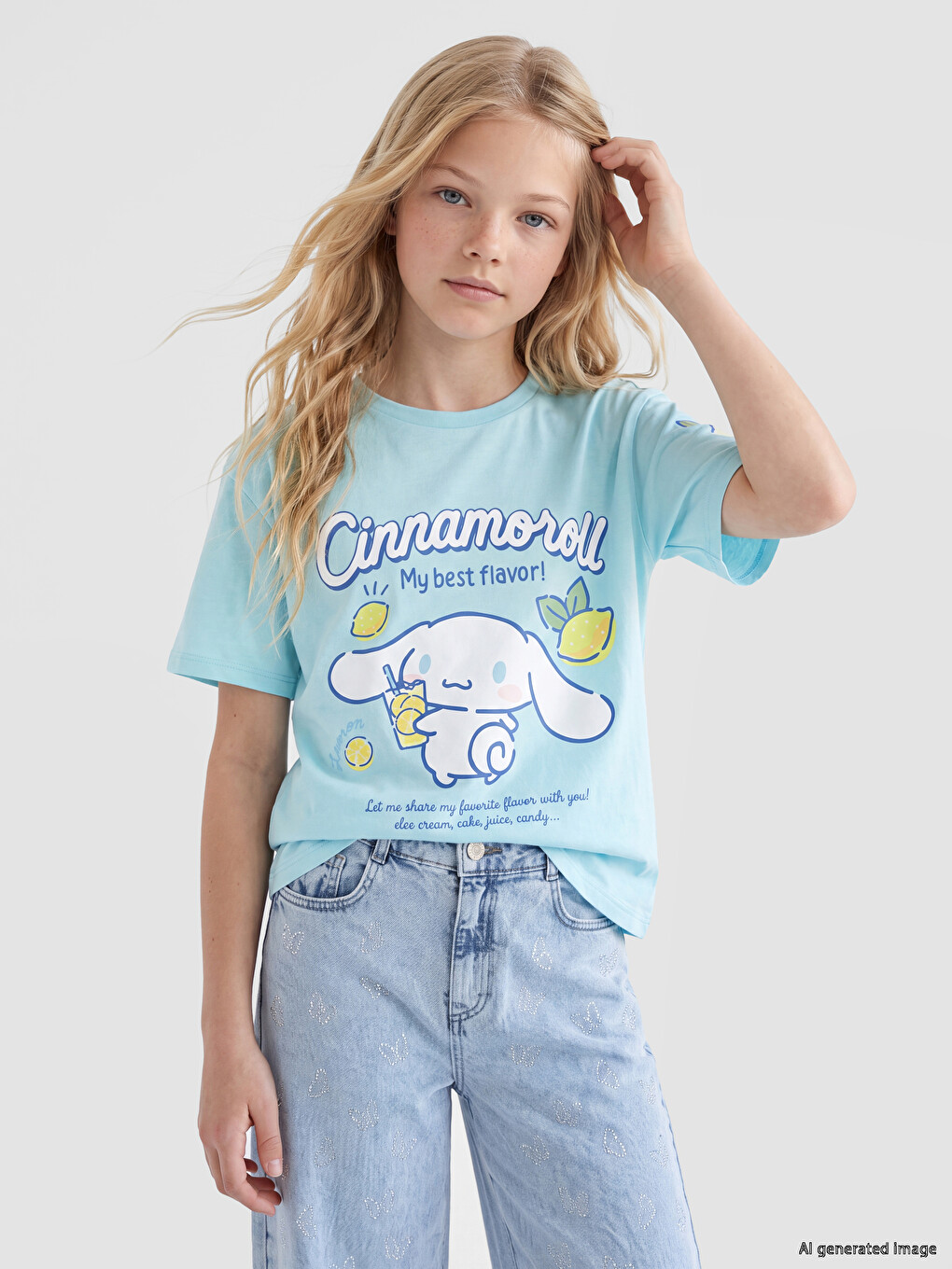 T-shirt I Stampuar Cinnamoroll Me Jakë Të Rrumbullakët Për Vajza-1