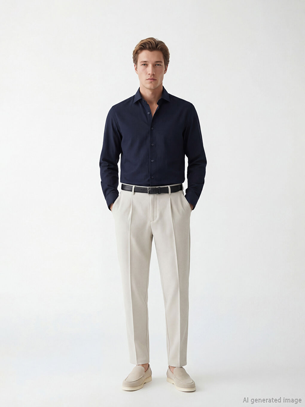 Lacivert Regular Fit Oxford Erkek Gömlek-1