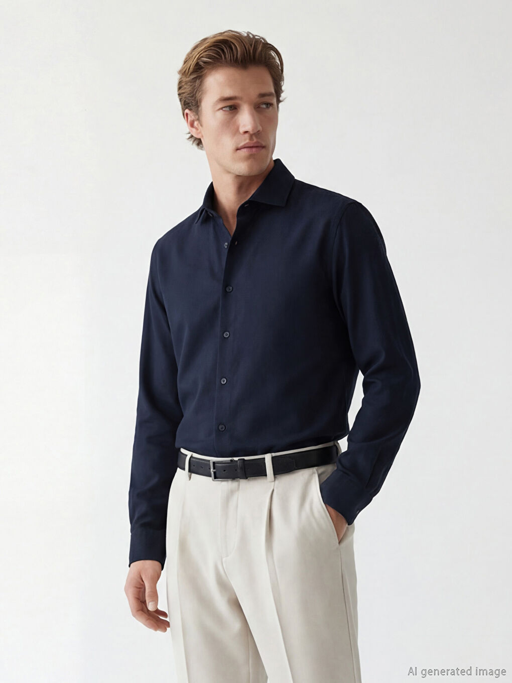 Lacivert Regular Fit Oxford Erkek Gömlek