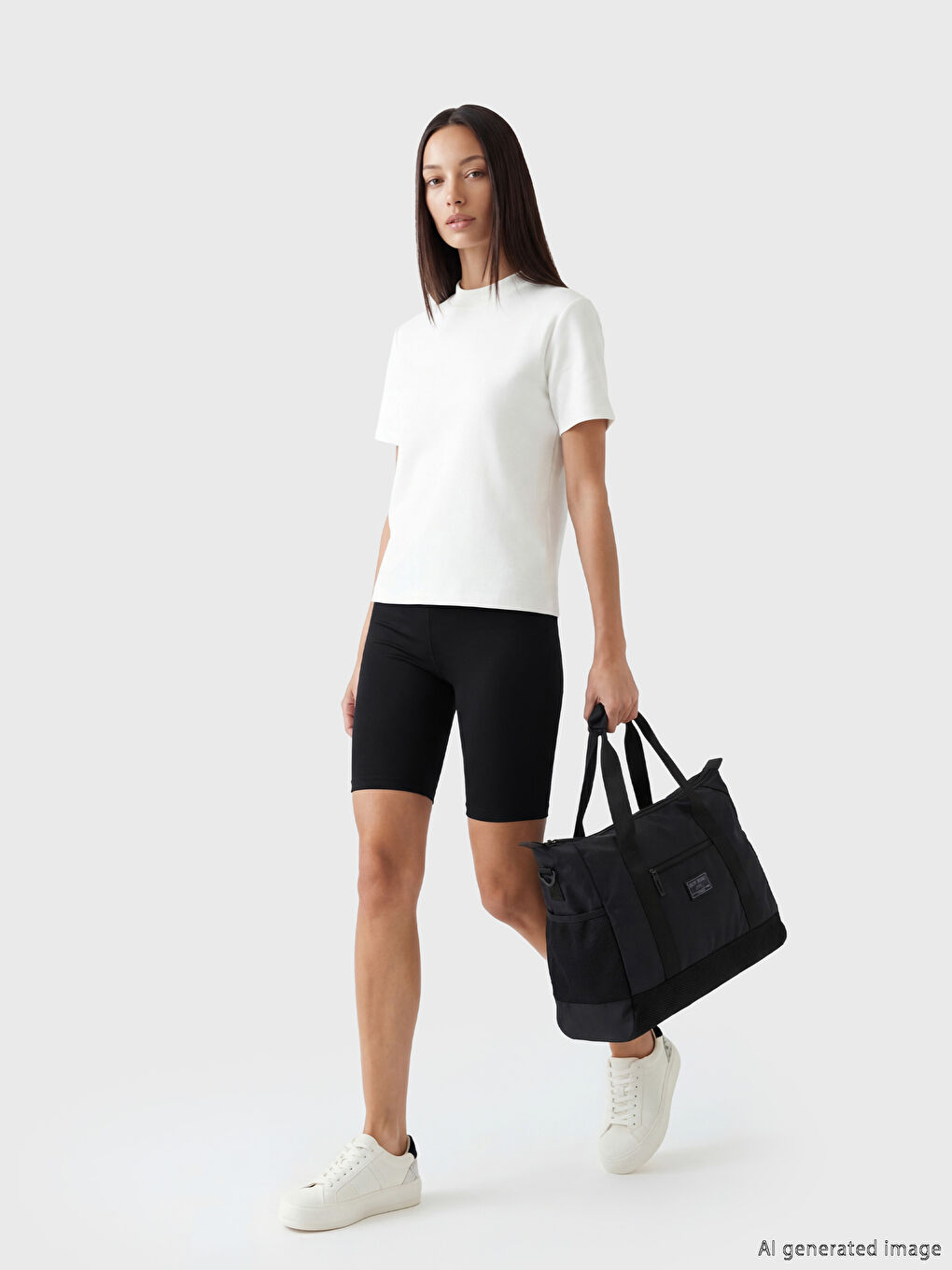 Siyah Yüksek Bel Kadın Spor Şort Tayt