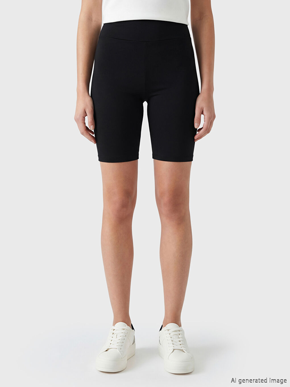 Siyah Yüksek Bel Kadın Spor Şort Tayt-1