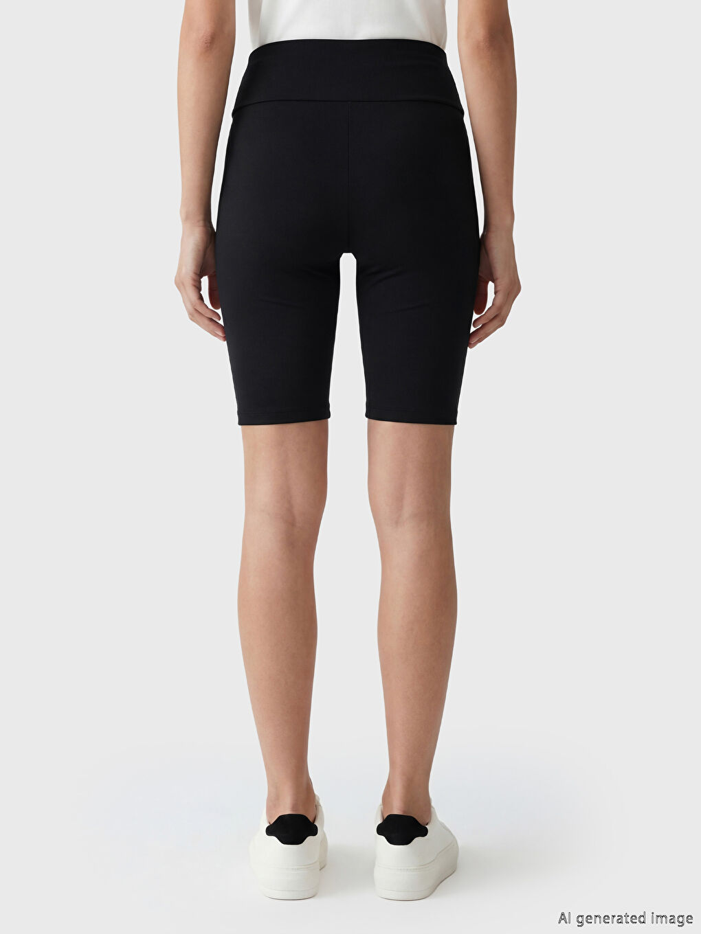 Siyah Yüksek Bel Kadın Spor Şort Tayt-3