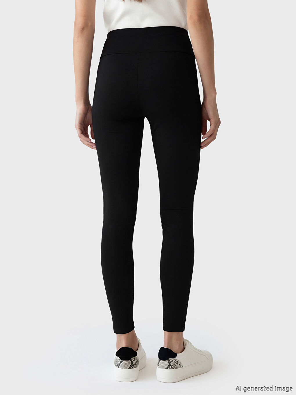 Siyah Yüksek Bel Kadın Spor Tayt	-3