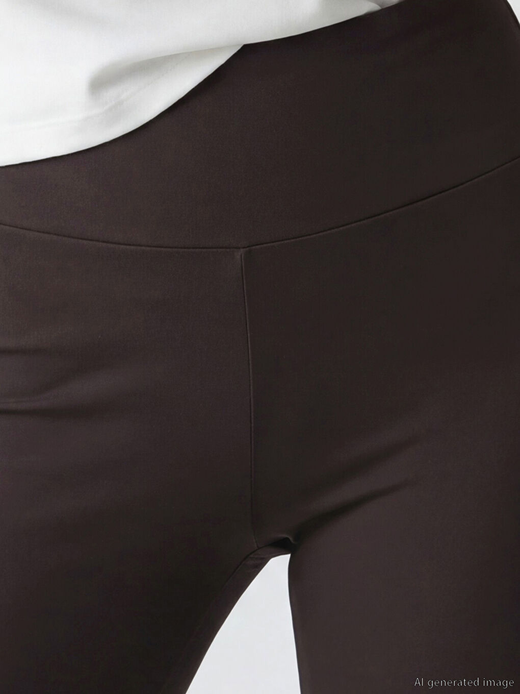 Kahverengi Yüksek Bel Kadın Spor Tayt	-2