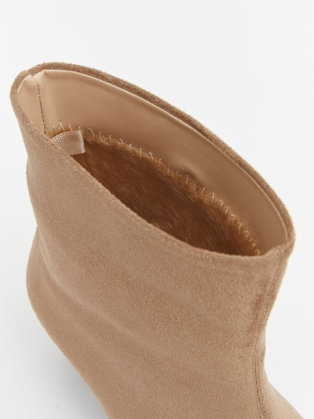 Bej Süet Görünümlü Kadın Topuklu Bot-5