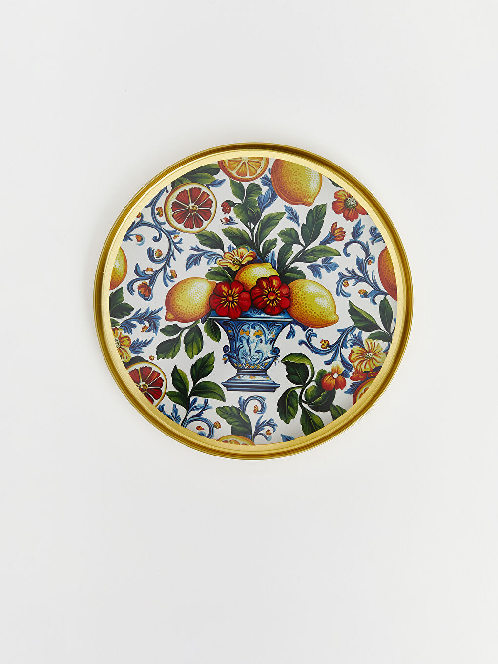 Karışık Limon Baskılı Metal Tepsi 35 cm-4