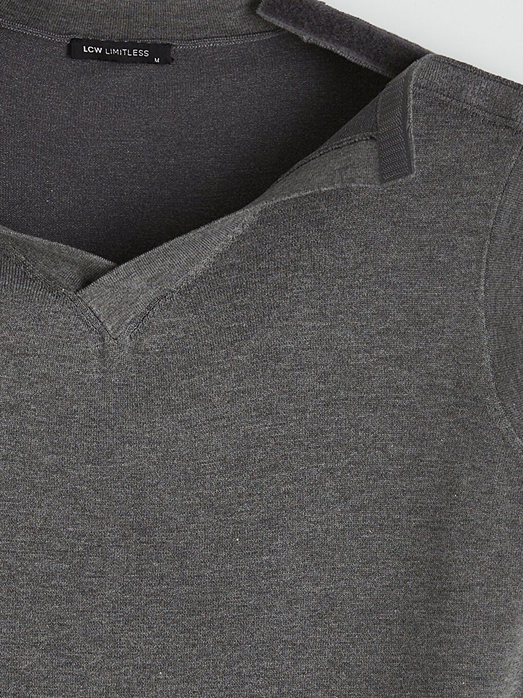 Gri V Yaka Erkek Triko Süveter-2