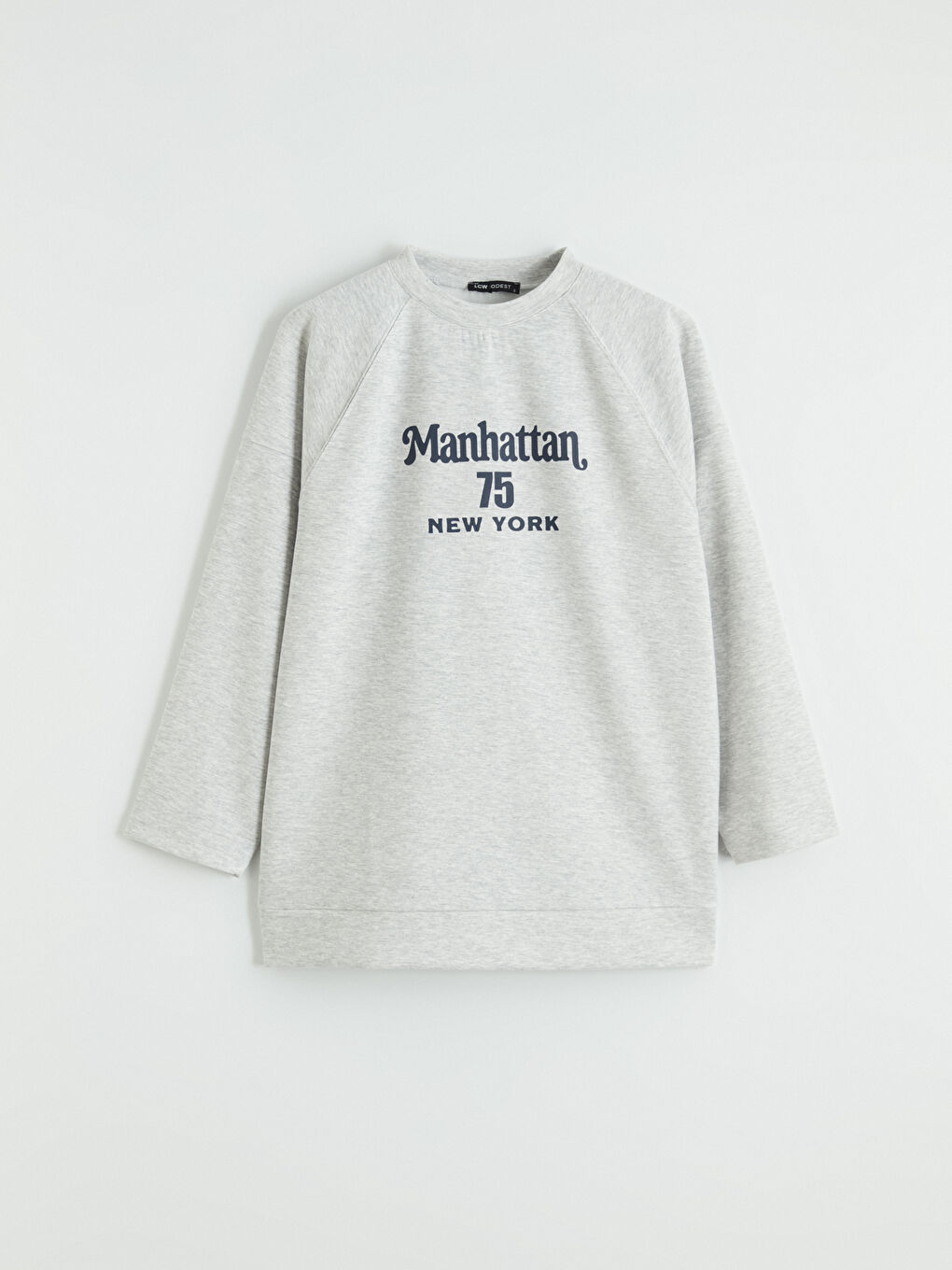 Gri Baskılı Soft Touch Oversize Kadın Sweatshirt Tunik