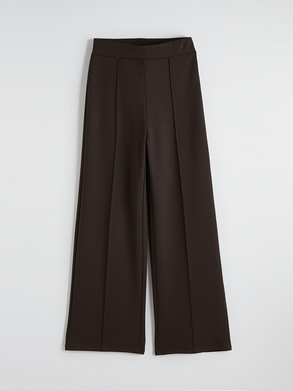 Kahverengi Dikiş Detaylı Geniş Paça Kadın Eşofman Altı-4