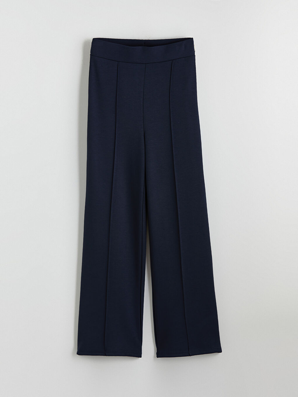 Lacivert Dikiş Detaylı Geniş Paça Kadın Eşofman Altı