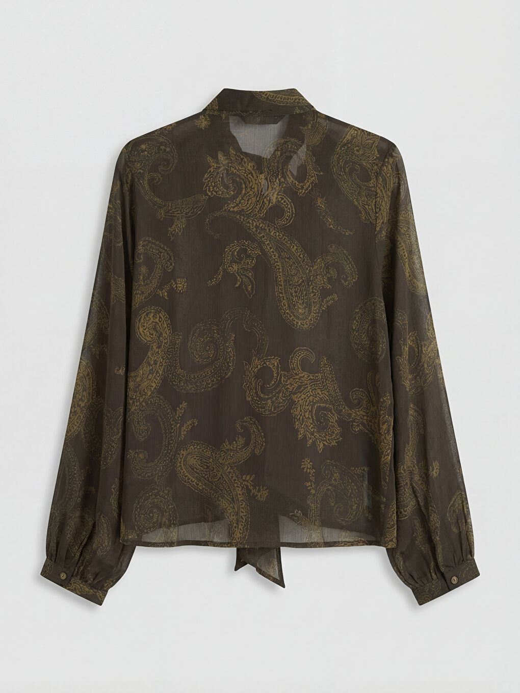 Karışık Fular Yaka Desenli Şifon Bluz-1