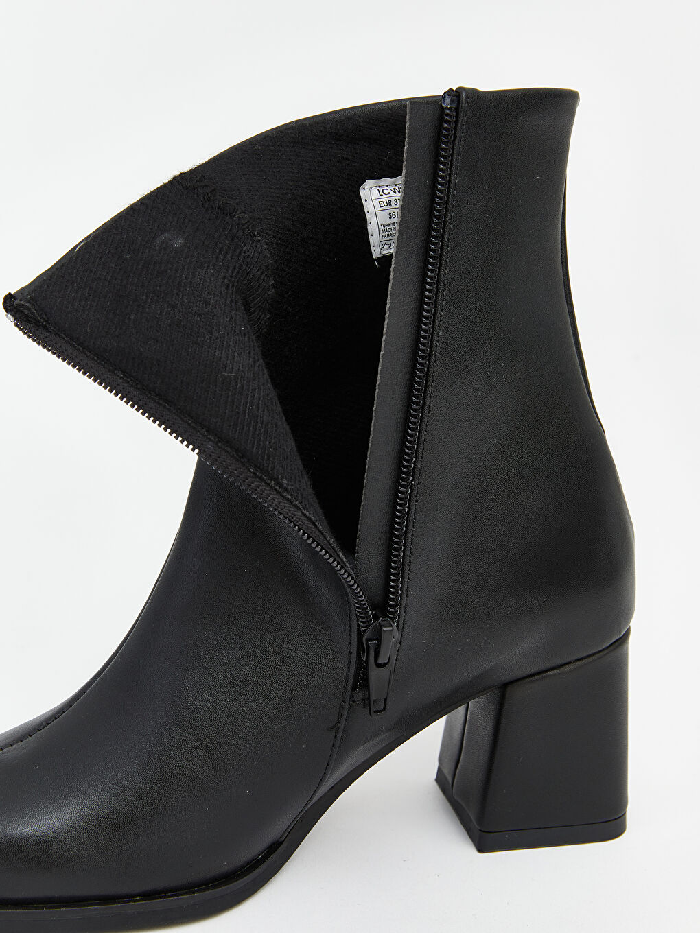 Siyah Fermuar Kapamalı Kare Burunlu Topuklu Kadın Bot-6