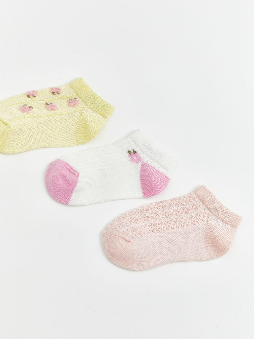 Sarı Kız Bebek Desenli 3'lü Patik Çorap-1