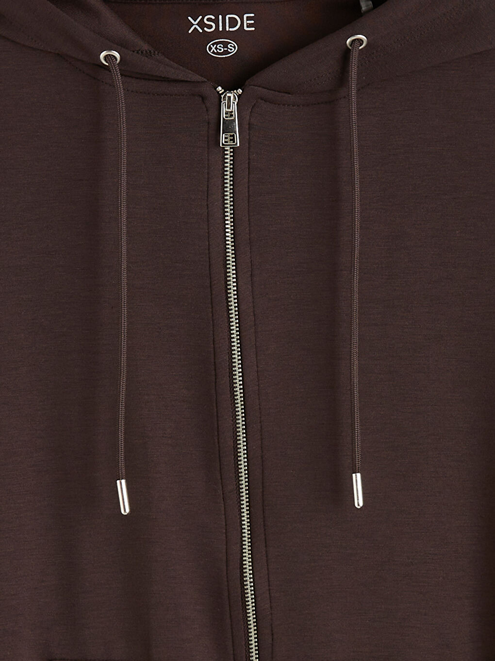 Kahverengi Soft Touch Oversize Kadın Fermuarlı Sweatshirt	-1