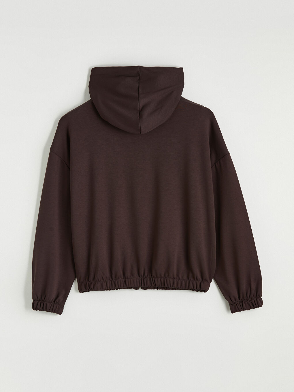 Kahverengi Soft Touch Oversize Kadın Fermuarlı Sweatshirt	-2