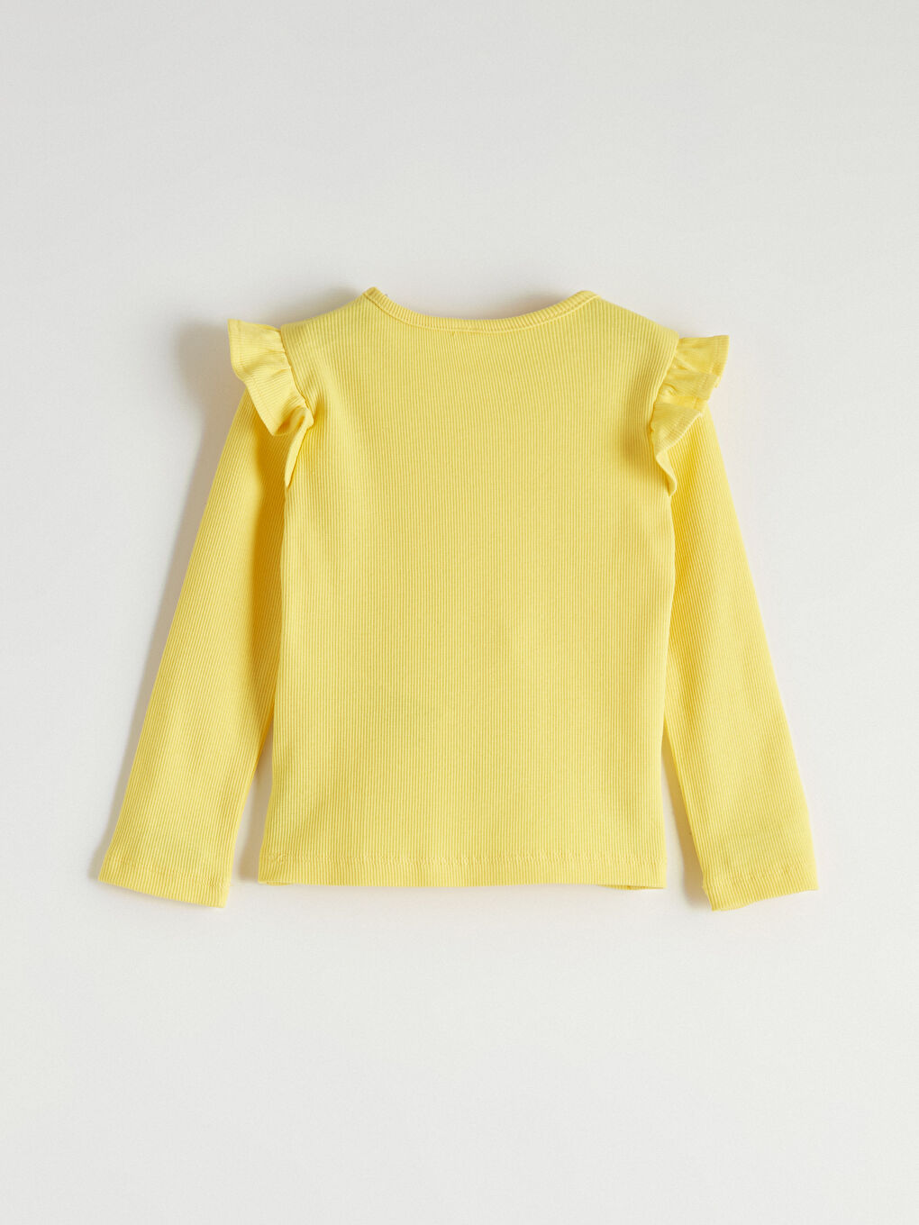 Sarı Bisiklet Yaka Fırfırlı Kız Çocuk Tişört-2