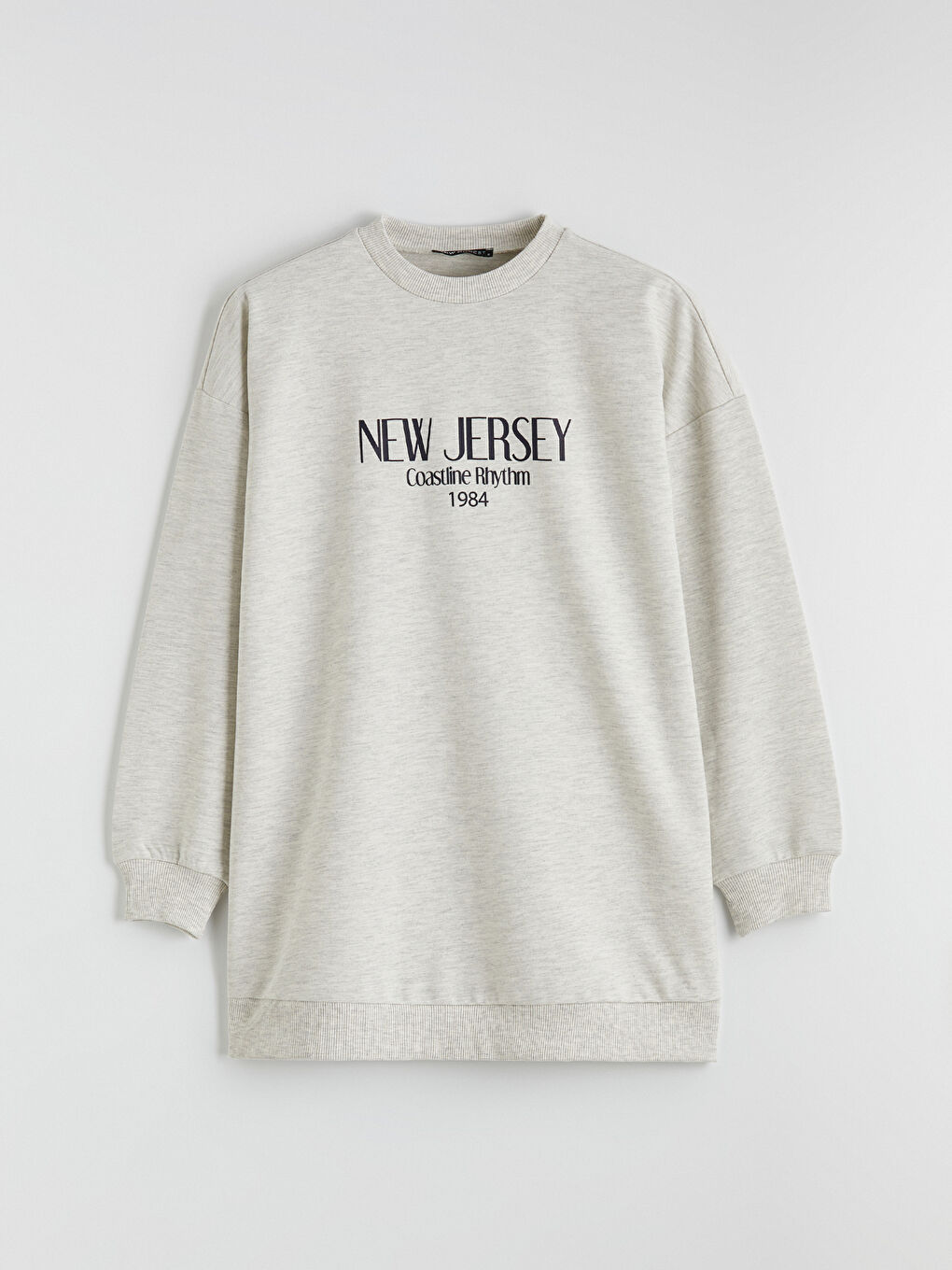 Gri New Jersey Baskılı Kadın Sweatshirt Tunik