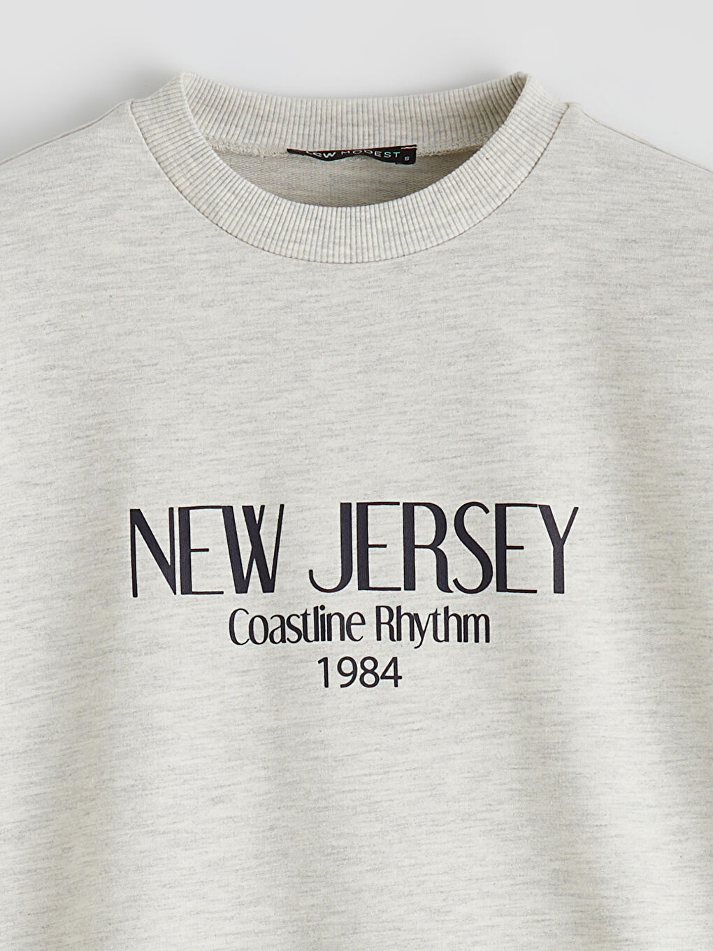 Gri New Jersey Baskılı Kadın Sweatshirt Tunik-1