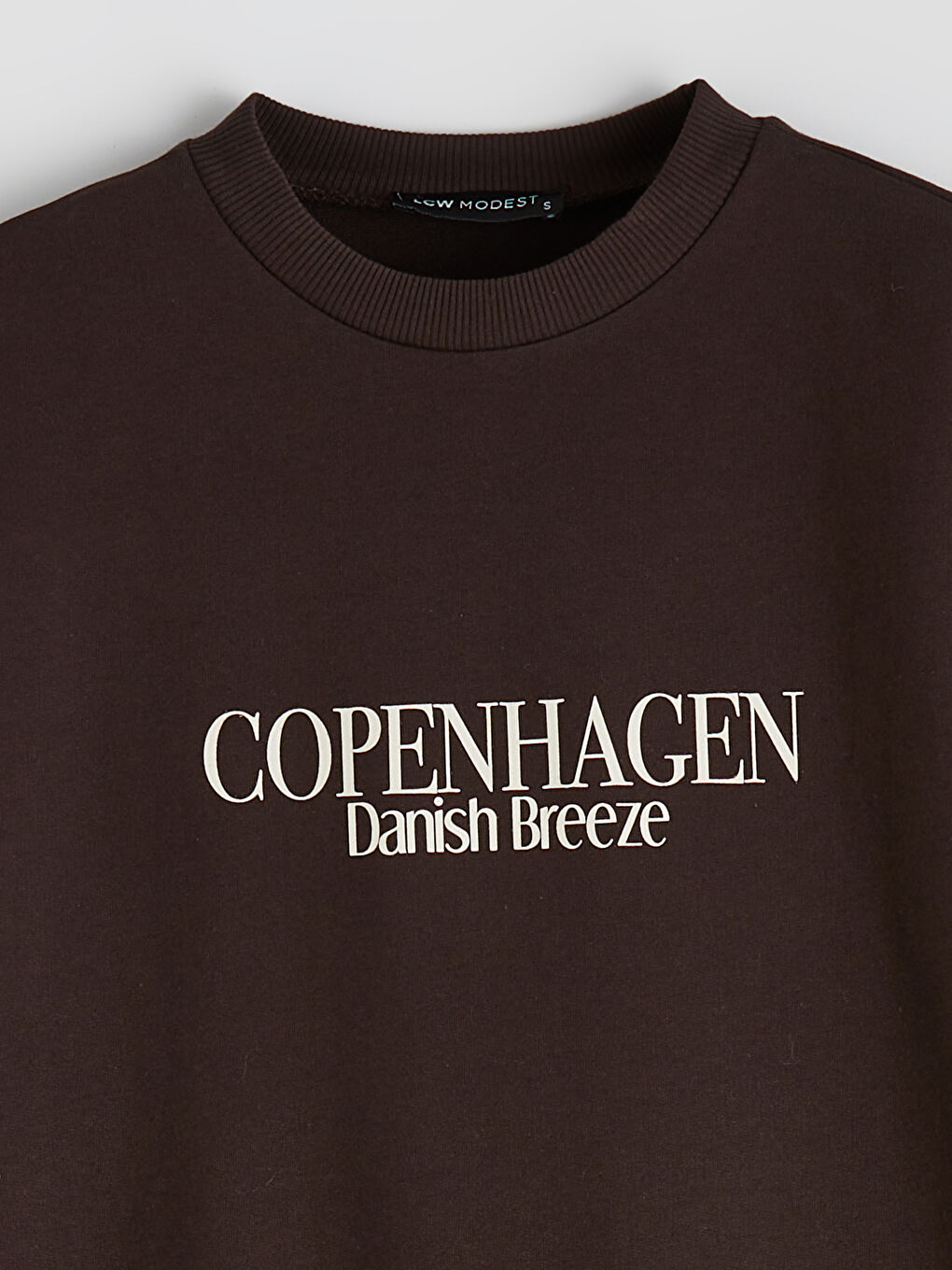 Kahverengi Copenhagen Baskılı Kadın Sweatshirt Tunik-1