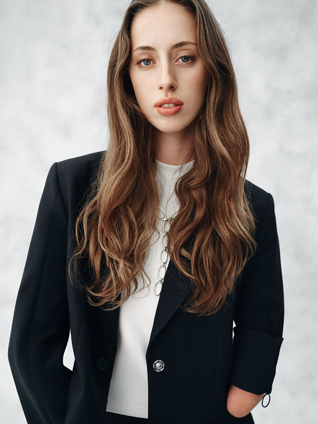 Lacivert Kolay Giyilebilir Koldan Fermuarlı Kadın Crop Blazer Ceket-1