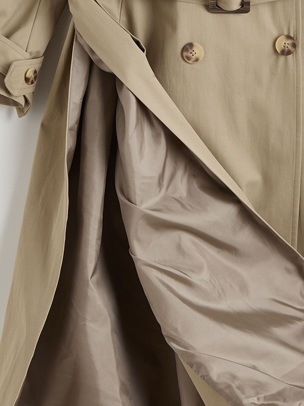 Haki Kolay Giyilebilir Cırt Bantlı ve Fermuarlı Kadın Trençkot-10